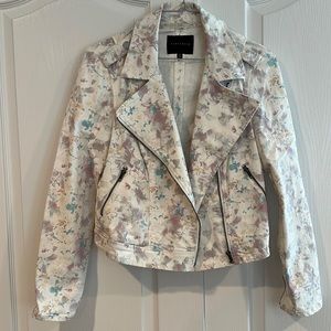 Like new Sanctuary Cream and Floral Jean Jacket - Size M